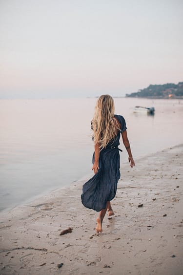 woman at the beach walking