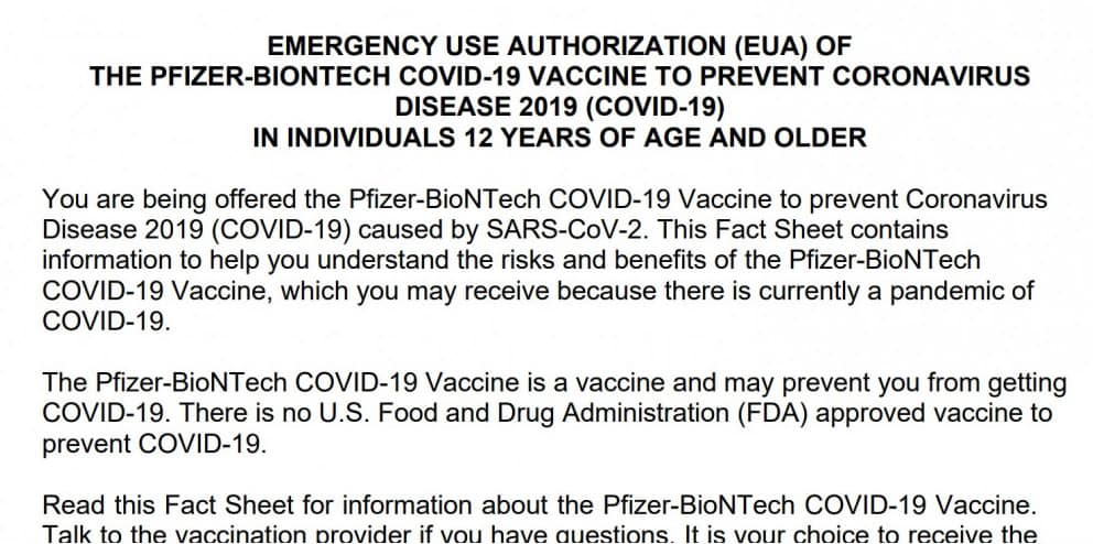 Factsheets of the covid 19 vaccines Pfizer and Moderna